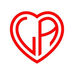 initial letters logo la red monogram heart love shape