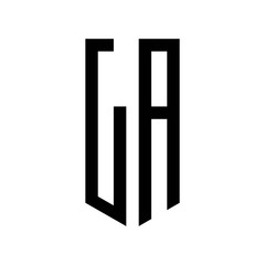 initial letters logo la black monogram pentagon shield shape