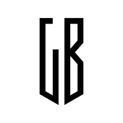 initial letters logo lb black monogram pentagon shield shape
