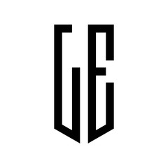 initial letters logo le black monogram pentagon shield shape
