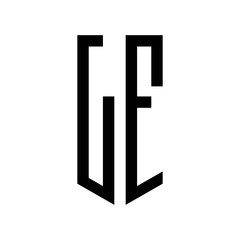 initial letters logo lf black monogram pentagon shield shape