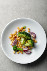 Chickpea and broccoli top view