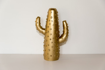 Gold color cactus shaped vase