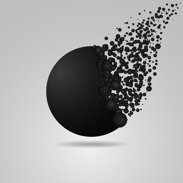Abstract circle geometric background black explosion broke spread. vector