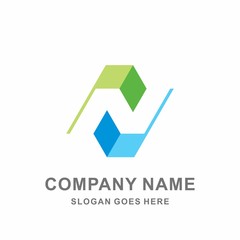Monogram Letter N Geometric Infinity Triangle Digital Technology Computer Business Company Stock Vector Logo Design Template