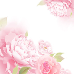 Vector card with rosesand peonies.