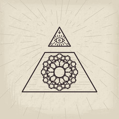 All seeing eye vintage background