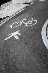 Bicycle lane mark on the street