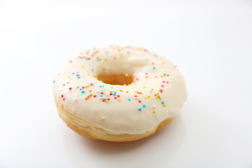 White chocolate donut isolated in white background
