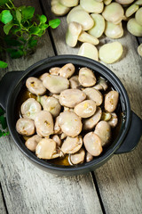 Broad beans stewed with onion and oregano