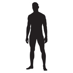 Naklejka premium Man standing vector silhouette