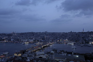 Istanbul old city skyline from top of Galata tower, Fatih, Istanbul, Turkey