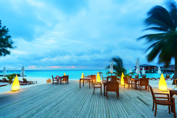 Atmosphere on Maldives Island in the evening