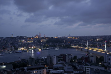 Istanbul old city skyline from top of Galata tower, Fatih, Istanbul, Turkey