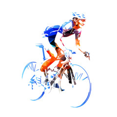 Road cyclist, abstract geometric vector silhouette
