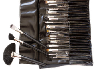 Makeup brushes set for professional isolated on white background.