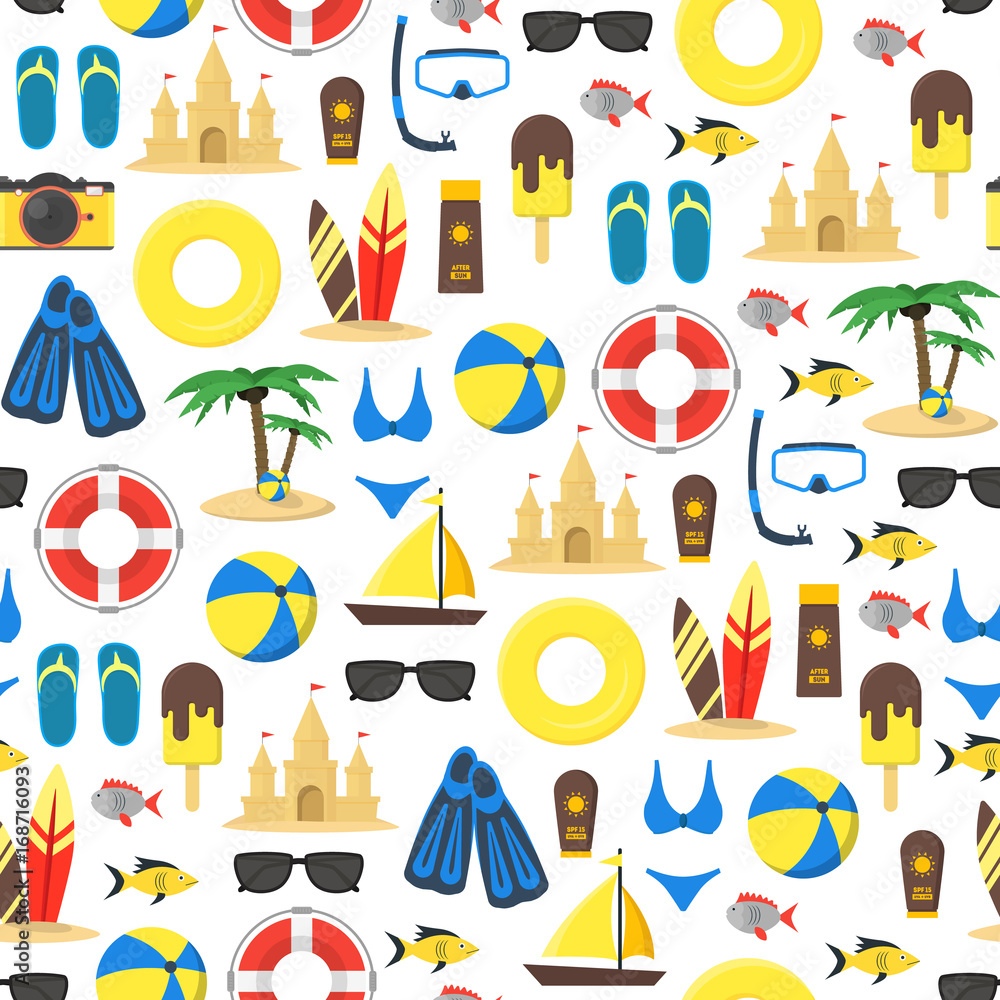 Poster summer rest background pattern on a white. vector