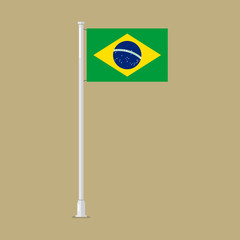 Fototapeta na wymiar Brazil flag on pole
