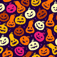 Cute halloween pumpkins seamless pattern.