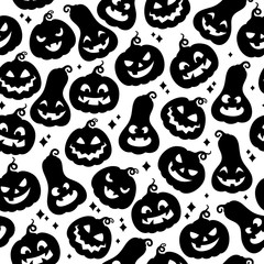 Cute halloween pumpkins seamless pattern.