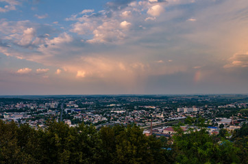 Fototapeta premium Another Lviv city scape view from the High Castle during sunset in Ukraine