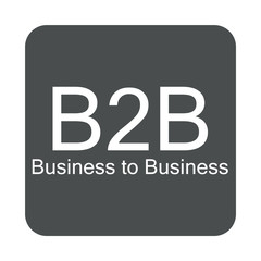 Icono plano B2B en cuadrado gris