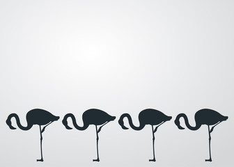 Icono plano flamingos agachados sobre fondo degradado