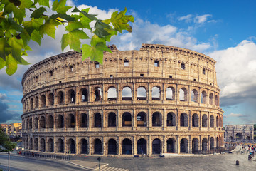 Obraz premium The Colosseum or Flavian Amphitheatre (Amphitheatrum Flavium or Colosseo), Rome, Italy.