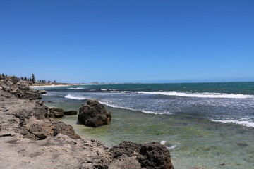 Rocks at Indian Ocean in Cottesloe Beach, Western Australia 