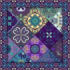 Papier Peint photo autocollant Tuiles marocaines Modèle sans couture avec des carreaux portugais de style talavera. Azulejo, ornements marocains, mexicains.