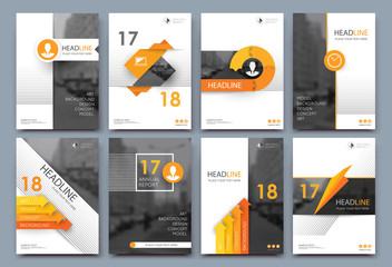 Abstract a4 brochure cover design. Template for banner, business card, title sheet model set, info flyer, ad text font. Modern vector front page art with urban city river bridge. Yellow line figure