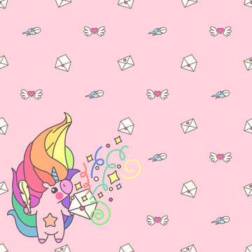 vector seamless pattern. Unicorns time concept. 008