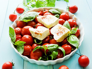 Baked tomatoes and cheese