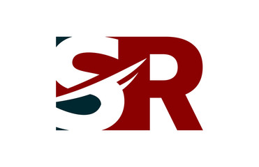 SR Red Negative Space Square Letter Logo