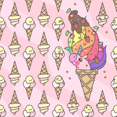 vector seamless pattern. Unicorns time concept. 028
