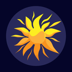 Sun over blue background