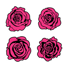 Vector template roses. Set of flowers.