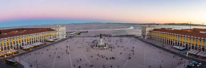 Comercio Square Lisbon Portugal Sightseeing Destination During Sunset Summer Tourist Season August 2017