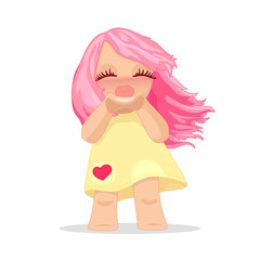 vector girl graphic. pink hair
