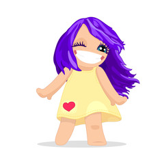 vector girl graphic. purple hair
