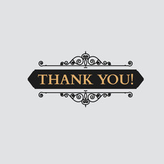 The logo with the words thank you for signs, badge, sticker. Decorative frame of vector elements