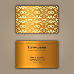 Luxury business cards with floral mandala ornament. Vintage decorative elements.
