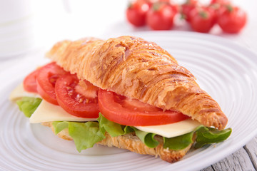 croissant with cheese,tomato and egg