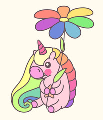 vector funny card of cute rainbow unicorn 09
