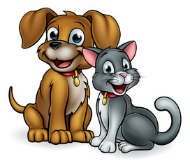 Cartoon Cat and Dog Pets