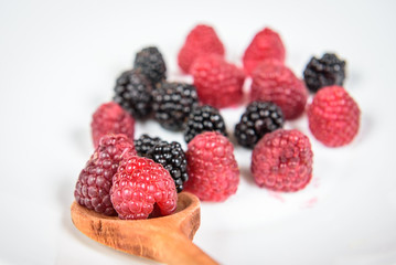 Berries mixed raspberry and blackberry forest fruits