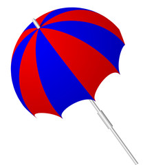 Vector illustration of a beach blue and red,    umbrella  on a transparent background