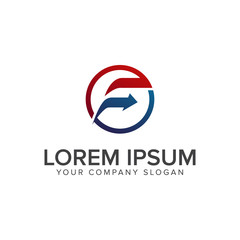 Letter F arrow Logo design concept template