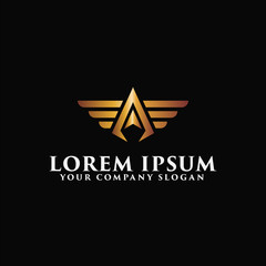 Obraz premium Letter A luxury wings logo design concept template