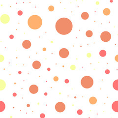 Colorful polka dots seamless pattern on black 21 background. Majestic classic colorful polka dots textile pattern. Seamless scattered confetti fall chaotic decor. Abstract vector illustration.